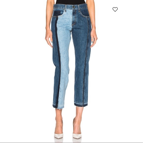 rag & bone Denim - Rag & Bones 2 Tone' High Rise Crop Straight Jeans